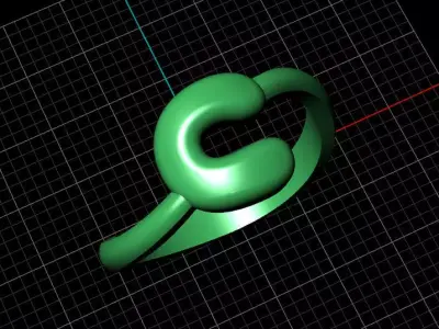 C alphabet baypass ring 3D print model