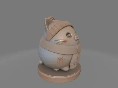 Fluffy Winter Kitty 3D print model