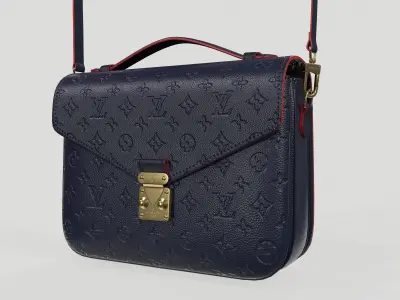 Louis Vuitton Pochette Metis Bag Monogram Navy Blue Red Low-poly 3D model