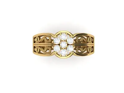 7stonering gold ring with diamonds 3D print model