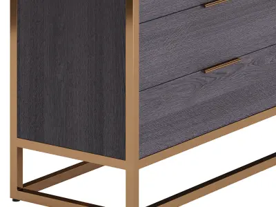 Oxford Black 6-Drawer Dresser 3D model
