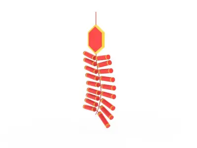 New Year Firecracker v001 Low-poly 3D model