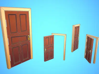 DOOR 5 CARTOON STYLIZED HOME HOUSE Low-poly 3D model