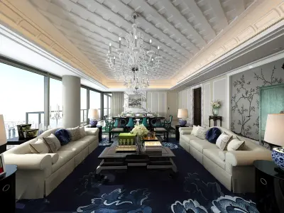 Luxury living room interior 3D model