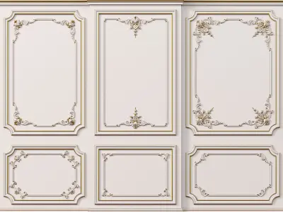 Wall molding 5  Boiserie classic panels Low-poly 3D model