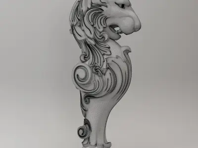 Lion Carved Balustrade 3D model