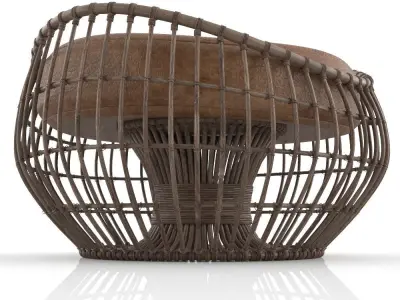 WICKER chair and leather seat 3D model