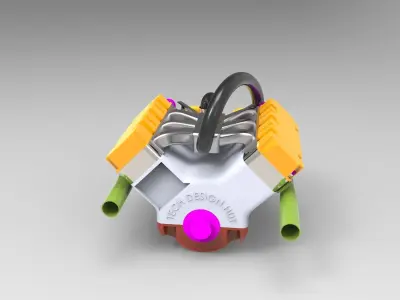 V6 Engine Free 3D model