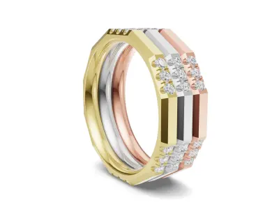 Three Tone Stackable Diamond Band 3D print model