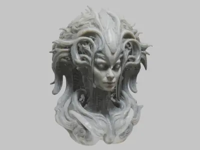 Alien Hr giger woman head marble bust Low-poly 3D model