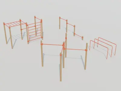 Calisthenics Station 3 Outdoor Fitness Equipment Street Workout 3D model