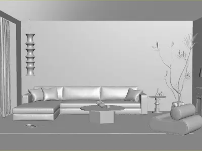 ndustrial Living Interior scene  3D model