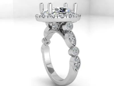 Oval Halo Ring 3648 3D print model