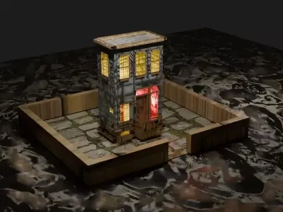 3D building Low-poly 3D model