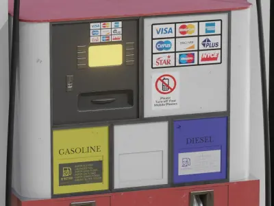 Fuel dispenser gas pump Low-poly 3D model