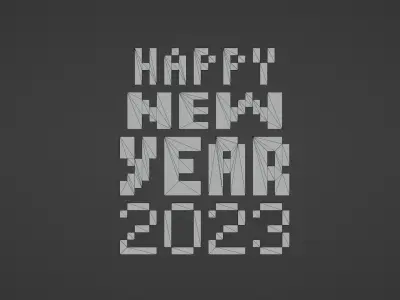 Happy New Year 2023 Low-poly 3D model