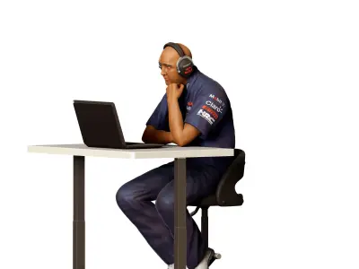 N3 Race team engineer with chair and desk 3D print model