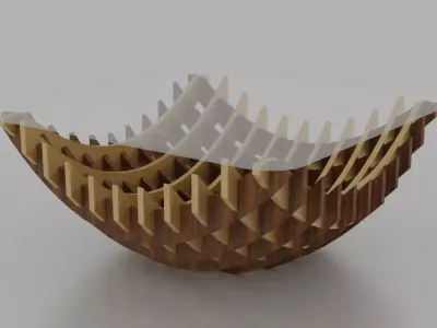 Catenary Bowl Wooden Waffle Table 3D model