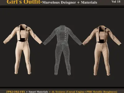 Girl Outfit- MDClo3d - Smart Material - Textures- OBJ - FBX 3D model
