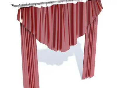 Red Theatre Like Curtain Hanging 3D model