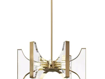 Genesis Acrylic and Antique Brass 8 Light Chandelier 3D model