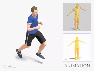 Run Exercise Man Animation Low-poly 3D model