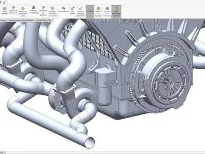 V12 Engine Model with native file Solidworks  3D model