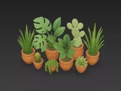 stylized Succulent - Tropical Plant Mega Pack- 8 Unique Assets 3D model