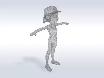 3D Cartoon character t pose sport girl gym Low poly 3D model 3D model