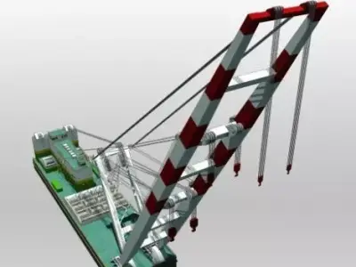 Crane Barge 3D model
