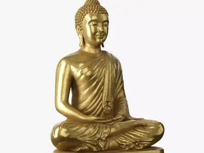 Thai Buddha statue Low-poly 3D model