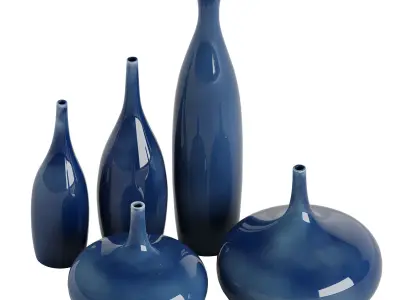 Set 5 ceramic vases 3D model