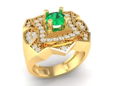 Luxury Multi Layer Emerald Diamond Ring for Men 321 3D print model