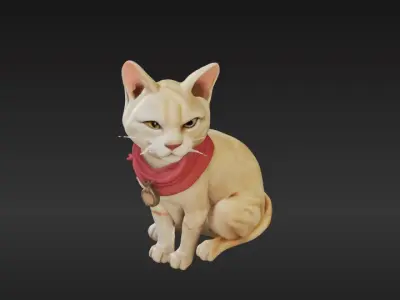 Ancient Cat Statue 2 - 3D Model -  Low-poly 3D model