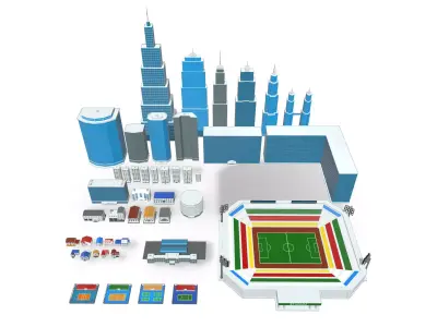 Buildings Low Poly Pack - 46 Models 3D model