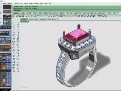 Emerald jewel ring 3D print model