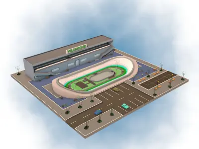Velodrome Velo Track Cycling Track Low-poly 3D model