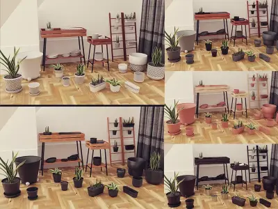Plants pots collection vol 03 Low-poly 3D model