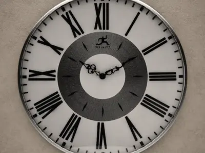 Black and White Wall Clock 01 3D model