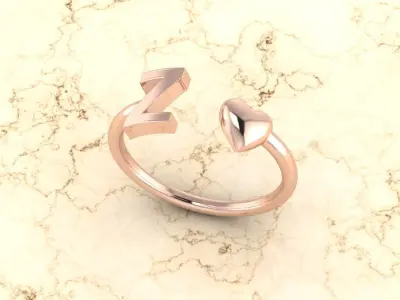 Alphabet Jewelry with Heart Ring Z 3D print model