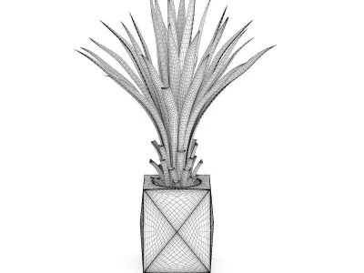 Small Palm in Metal Pot 3D model