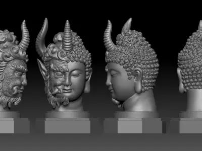 Good and evil face  3D print model