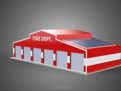 SOLAR ROOF FIRE ENGINE GARAGE STATION FIREHOUSE DOOR DEPARTMENT 3D model