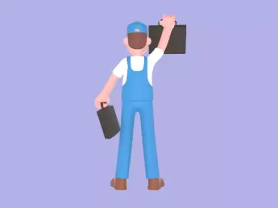 Stylized 3D Happy Mechanic Character - Cartoon Worker 3D model