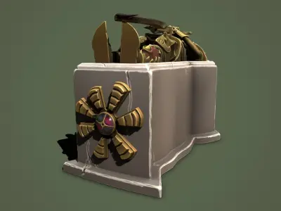 Sarcophagus gold and purse Low-poly 3D model