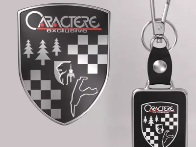 Caractere car  metal logo keychain 3d model  3D model