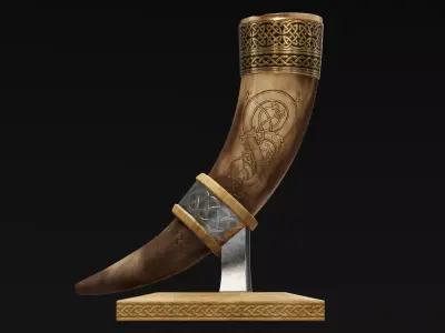 Drinking Horn Cup - Brown 3D model