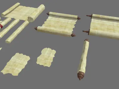 Old Papyrus Parchments Low-poly 3D model