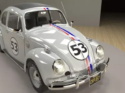 Volkswagen beetle herbie 1963 3D model