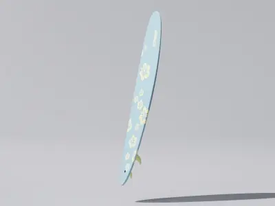 Longboard Surfboard with 6 Unique Design Variants Low-poly 3D model
